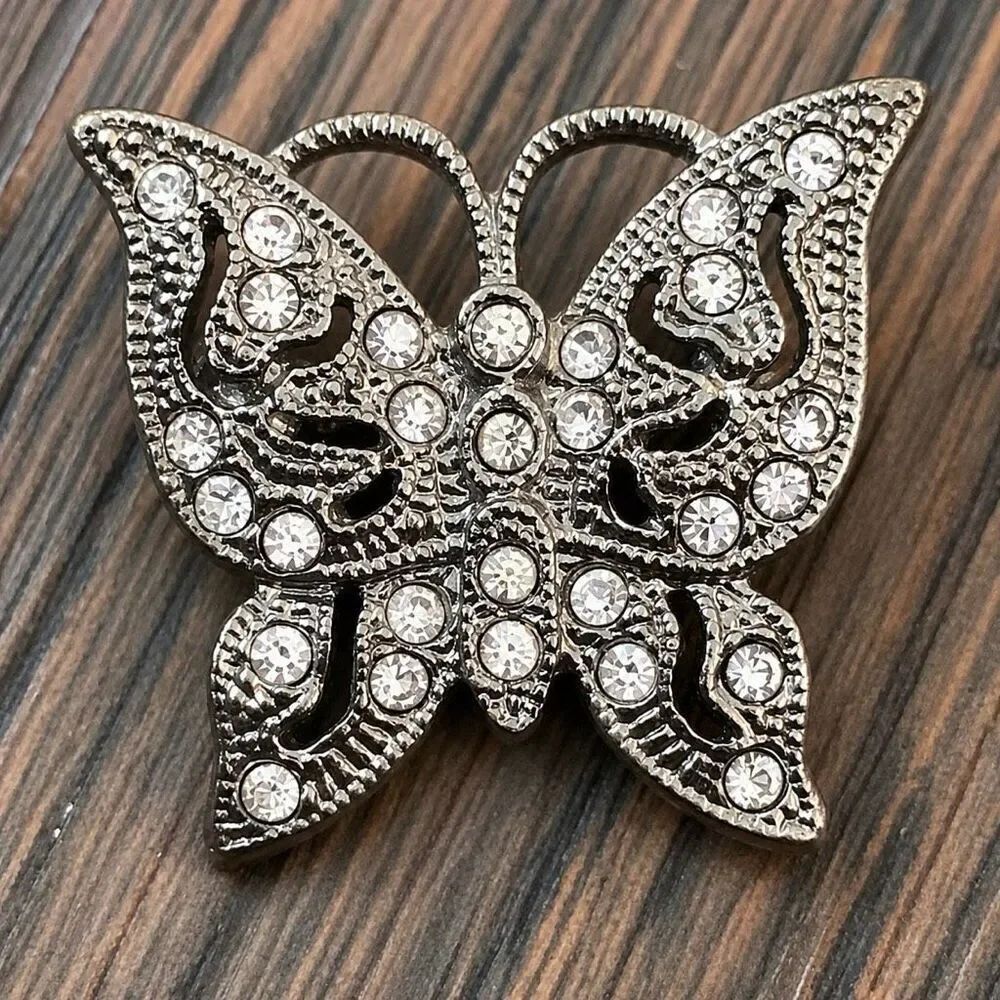 Small Vintage Butterfly Lapel Pin - Silver Tone Marcasite Style